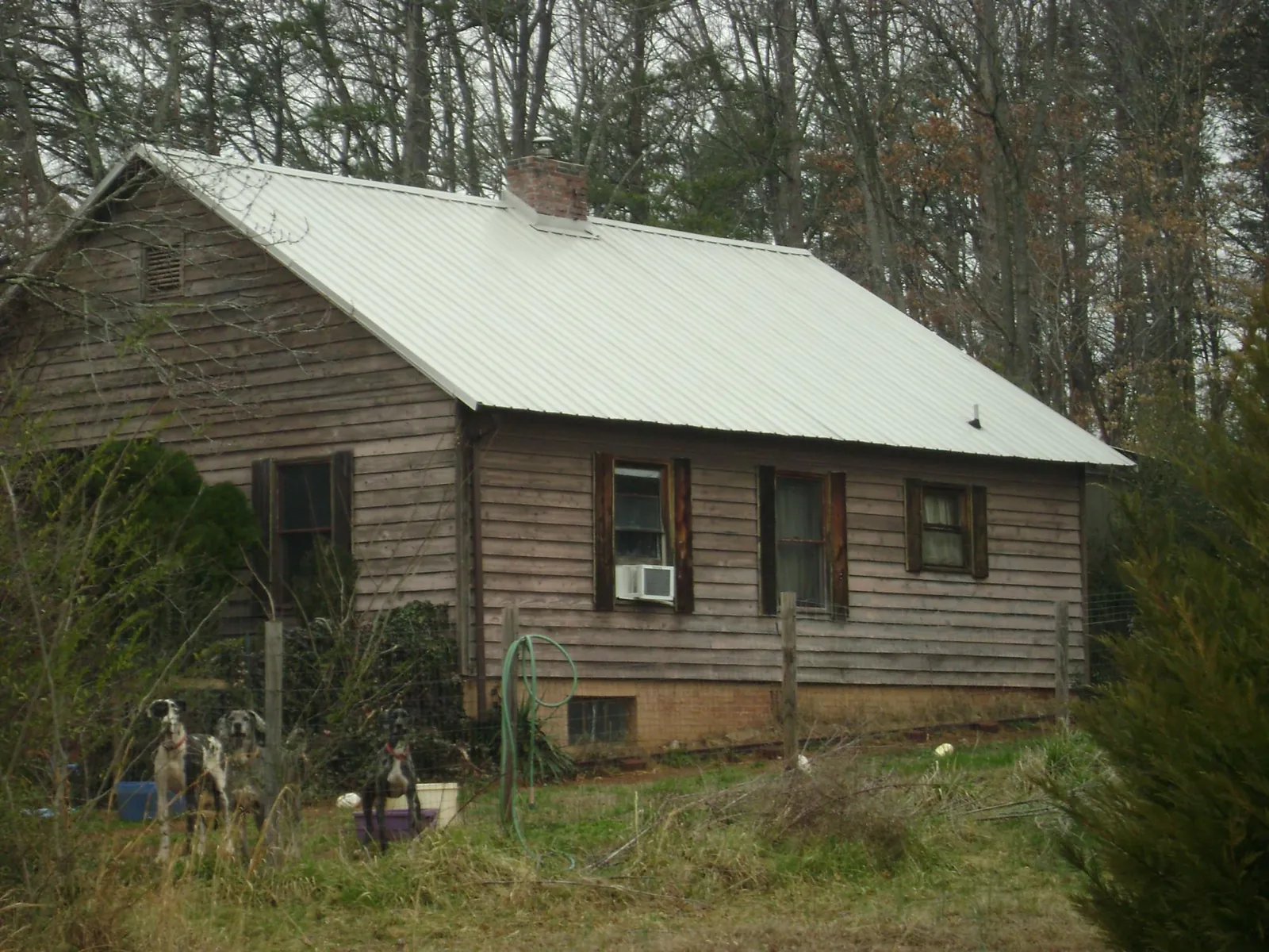 White metal roof on an old wood sided farmhouse, from a Metal Roof Installation job in Tewksbury